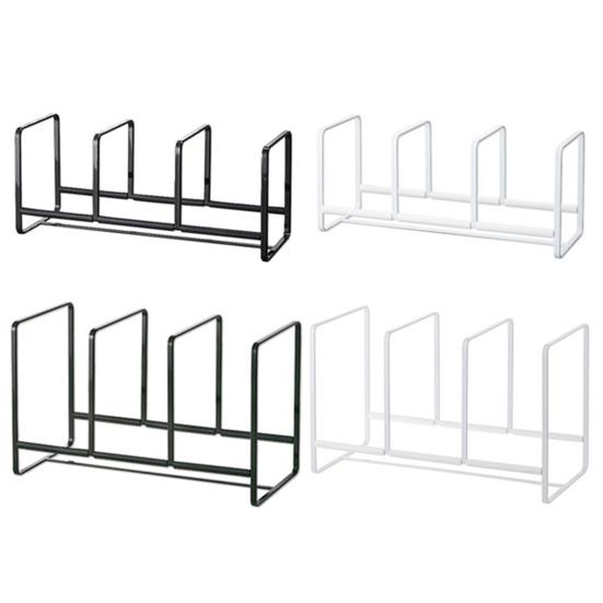 Kitchen Countertop Dish Storage Rack Heavy Duty Carbon Steel Plate Pan Pot Lid Drying Rack Multifunctional Vinyl Record Organizer Holder