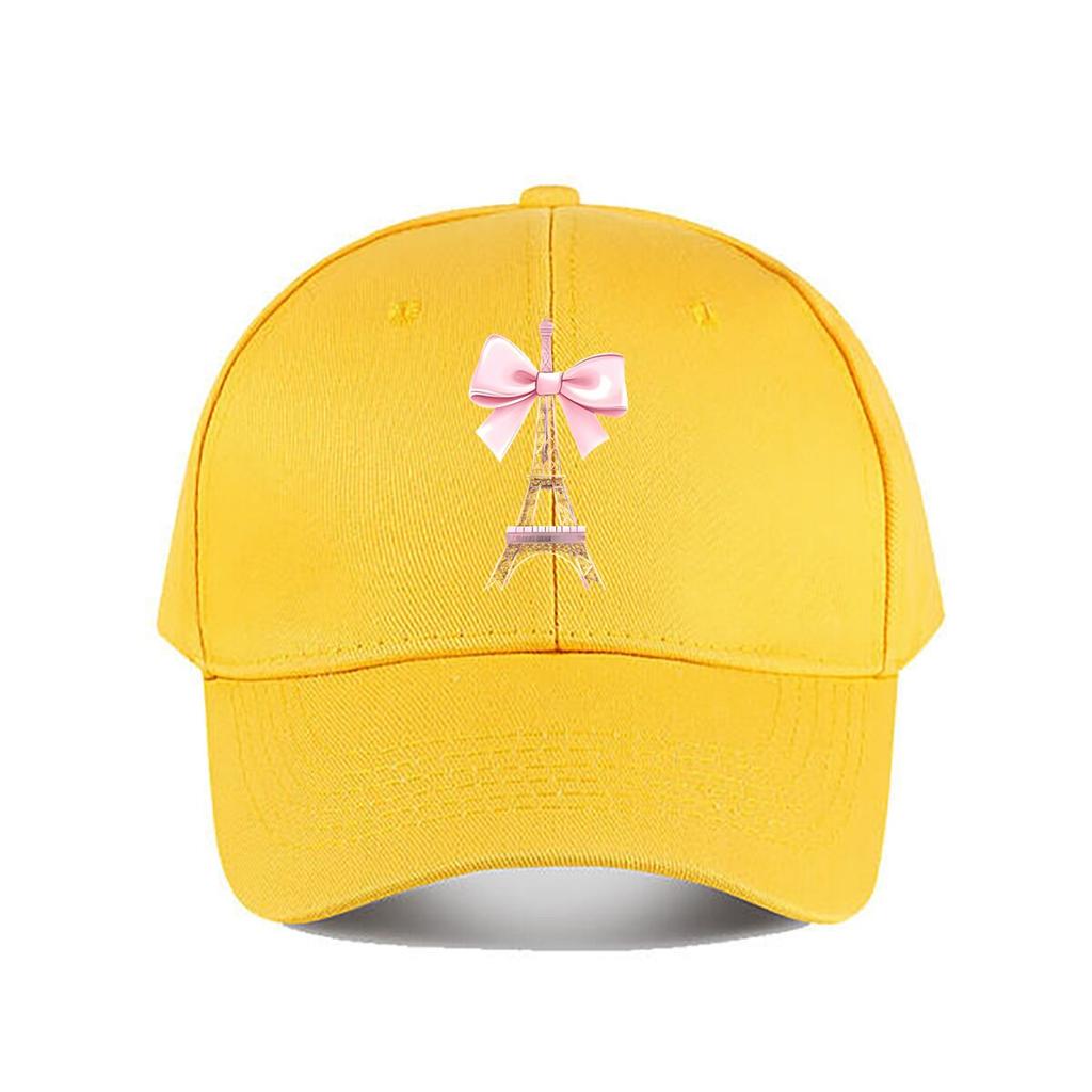 Eiffel Tower Pink Bow Embroidered Cotton Baseball Cap Baseball Cap Fashion Unisex Sunhat Womens Outdoor Sports Snapback Cap