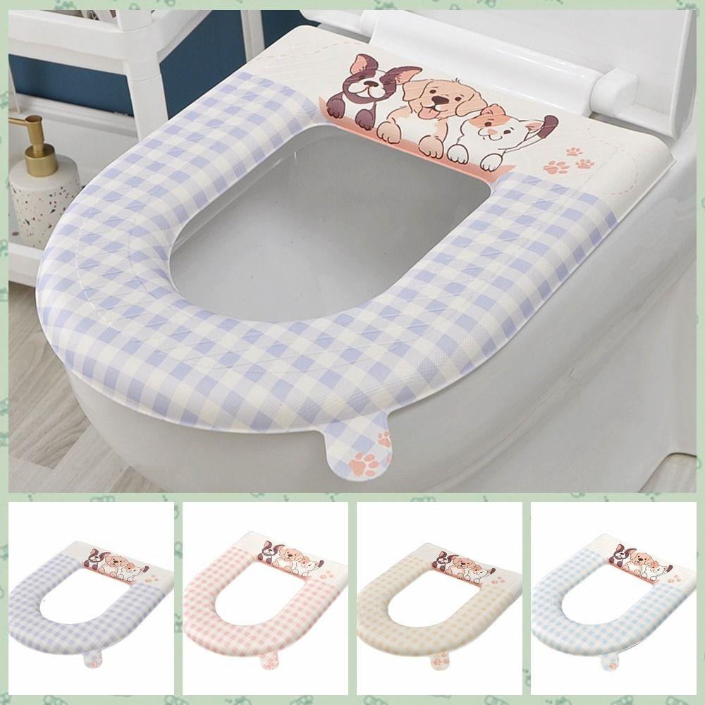 

With Handle Cute Toilet Seat Cover Waterproof Toilet Pad Universal Closestool Mat Household