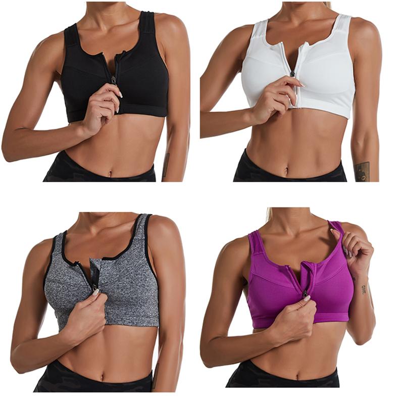Damen-Sport-BH mit Reißverschluss, stoßfest, Tank-Top, Yoga-Unterwäsche für sportliche Frauen, Übergröße, Bodybuilding, Laufen, Sport-BHs, Dessous