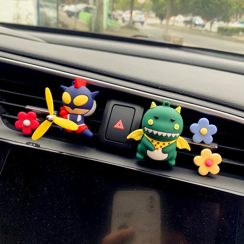 Creative Car Decor Air Vent Ultraman And Little Monster Dinosaur Car Aromatherapy Clip Cartoon Style Blue Dragon