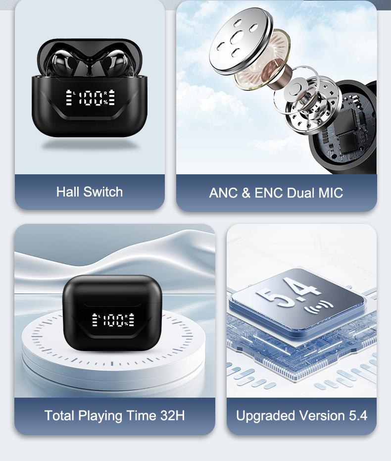 Global In-Ear Bluetooth Headset with Dual-Mic ANC, 144-Language Instant Translation