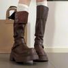 Retro Hot Girl Plateau-Stiefel mit dickem Absatz Damen 2025 Sommer neue schlanke knielange Reiterstiefel