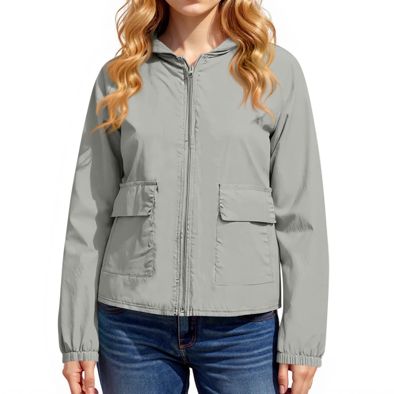 

Женское модное однотонное пальто с карманом на молнии для защиты от солнца M