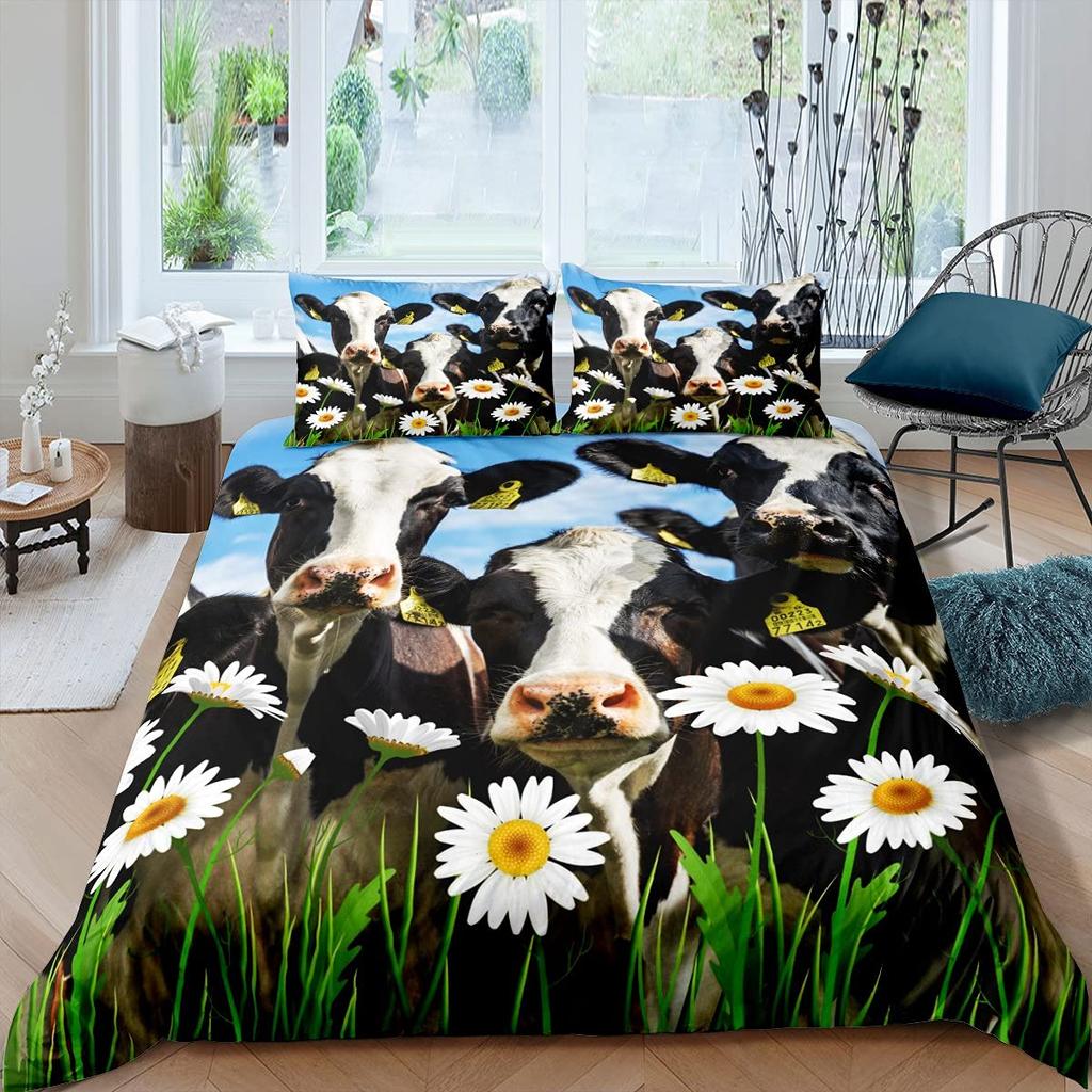 Bull Skull Bedding Set Boho Mandala Duvet Cover for Children Teens Bohemian Feather Print Comforter Cover Animal Skull Pattern