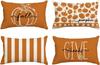 Autumn Pumpkin Thanks Pillow Pillowcase, 30X50cm Thanksgiving Stripe Decorative Sofa Sand Cushion Cover