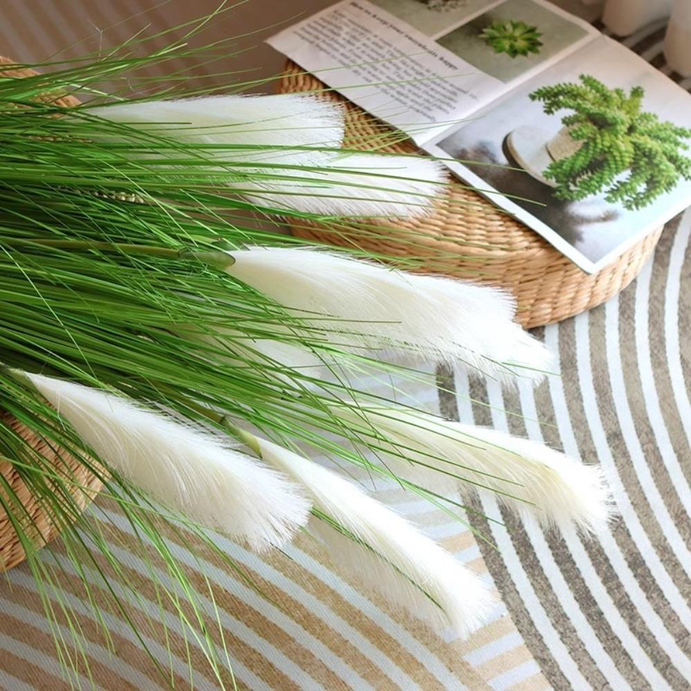 Neues DIY Künstliches Schilfgras Pflanzen Weiß Großer Bund Imitation Setaria 90cm Kunststoff Künstlicher Zwiebelgrasbüschel Garten
