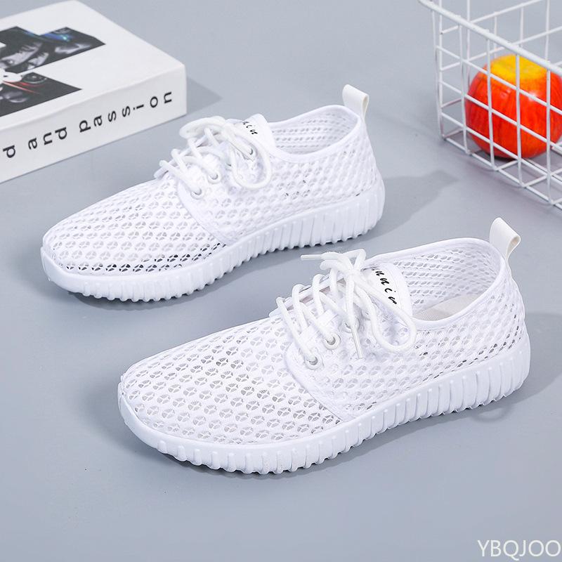 Lightweight versatile Running Footwear Lace-up Sneakers Breathable Mesh Shoes Ladies Summer Hollow Out Sports Casual Shoes