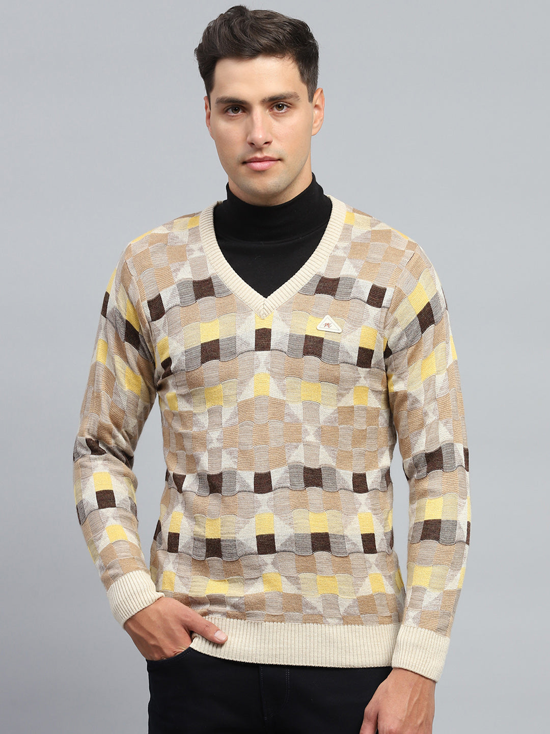Monte Carlo Mens Regular Fit Self Designed Pullover XL