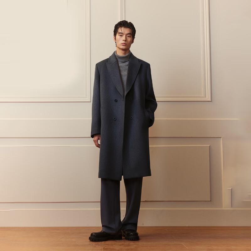 Jack & Jones Men's Wool Blend Double-Breasted Overcoat
