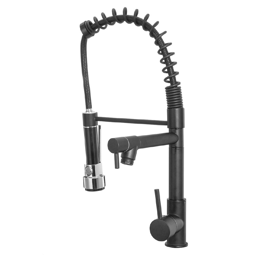 Black 2-Way 360 Rotation Oil Rubbed Pull Out Kitchen Water Tap Spout Faucet Handheld Shower Kitchen Water Mixer Taps