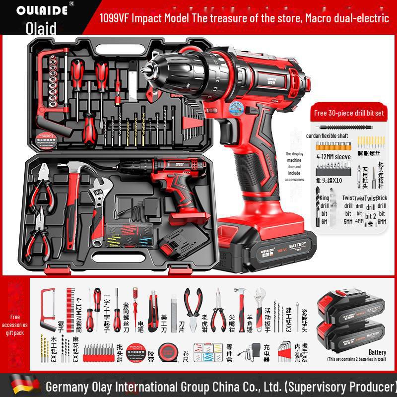 Multipurpose Lithium Electric Screwdriver Set with Rechargeable Hand Drill - Household Tool Box for DIY Projects.