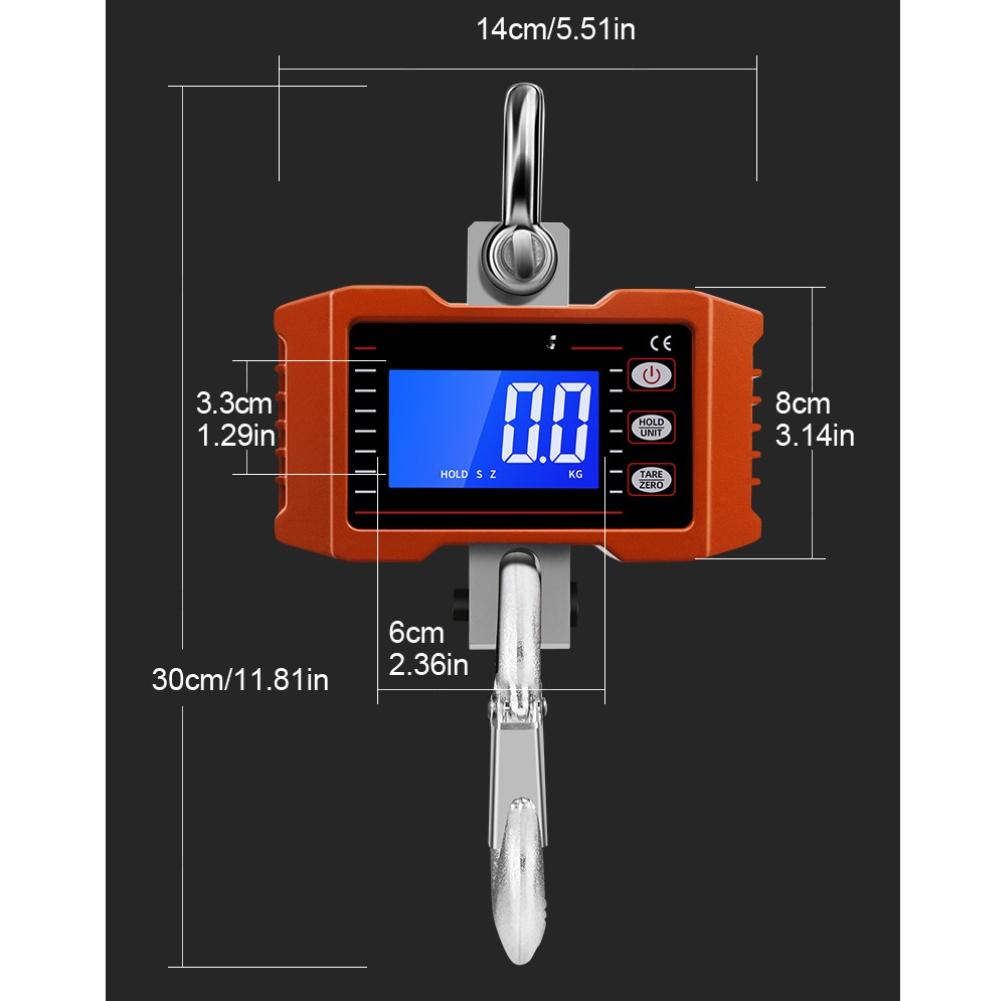 2204lb Capacity Digital Crane Scale with Large Backlit LCD Screen and Easy Operation Buttons for Heavy Load Measurement