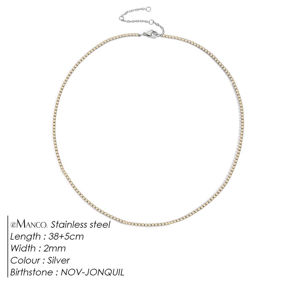 eManco Starry Sky Women's Retro Tennis Necklace - Full Diamond Clavicle Chain with European & American Design, Temperament & Personality Style.