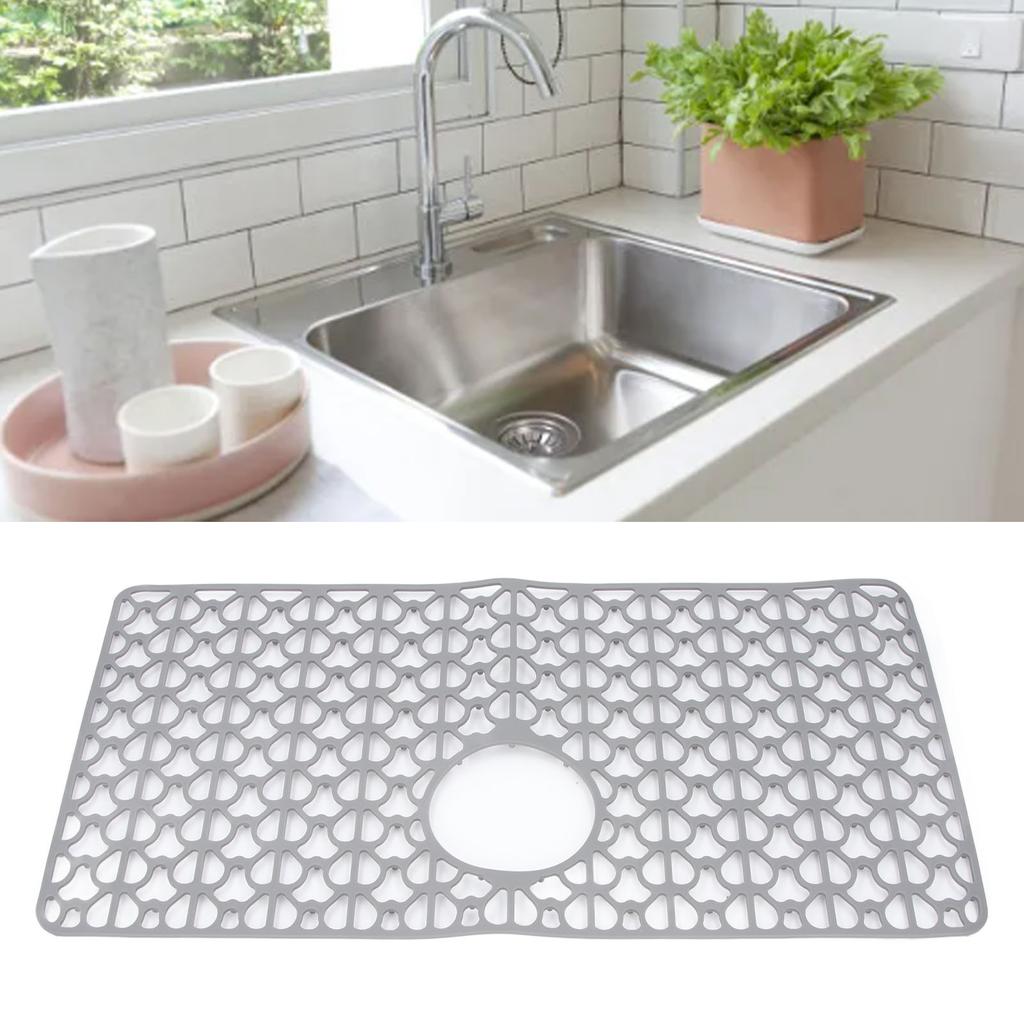 Kitchen Sink Mat Silicone Scratch Resistant Anti Slip Water Proof Reusable Multifunction for Dishes