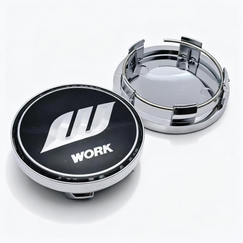 4pcs JDM W Work Logo Emblem Badge Car Wheel Center Caps 58MM 54MM Wheels Hub Cap Rim Hubcaps Dust Cover Replace Car Accessories