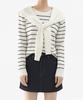 Keulleiseu Cape Shawl Layered Striped Knit T-Shirt_Ivory
