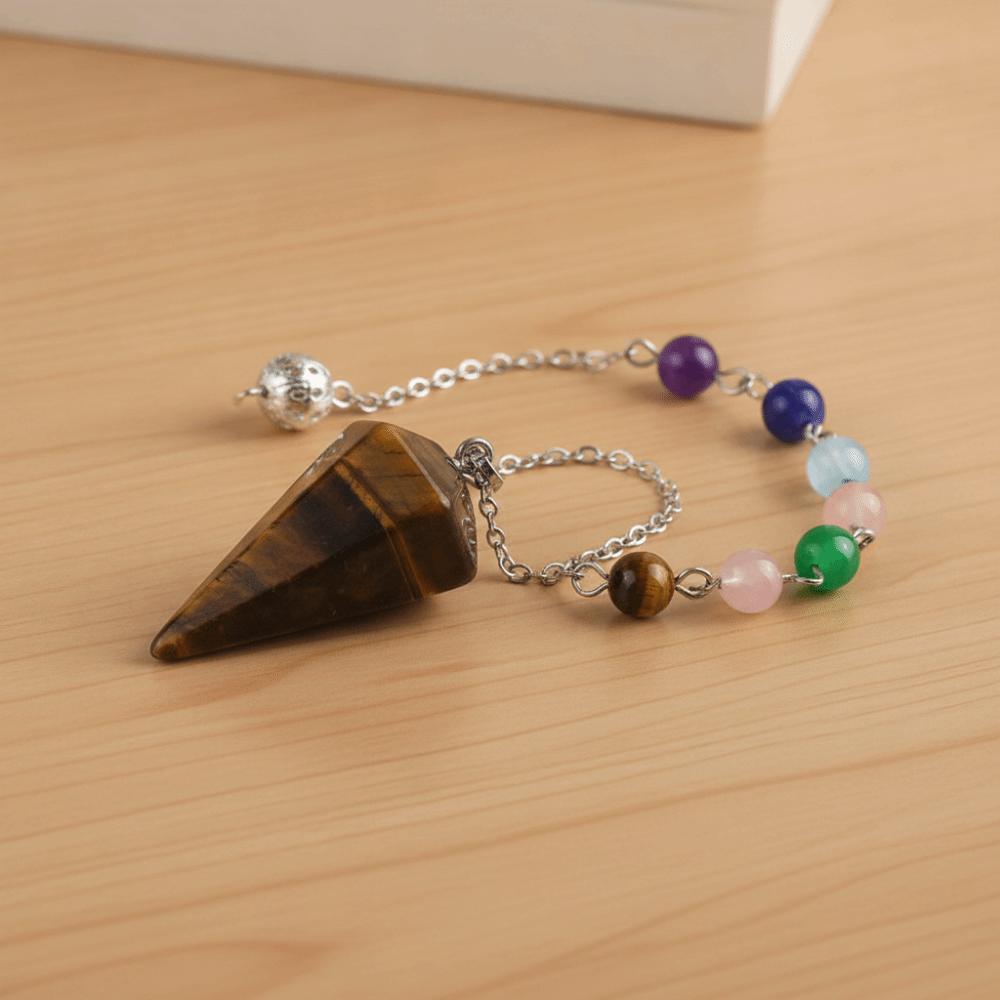 Rainbow Color Healing Crystal Pendant Bead Chain Natural Crystal Necklace  Daily Wear
