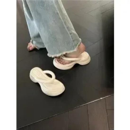 

летняя мода новый стиль бисквит толстая подошва шлепанцы плоские сандалии средний каблук шлепанцы для женщин 35