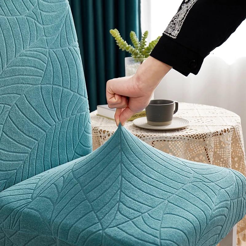 1Pcs Jacquard Stretch Chair Cover Waterproof Anti-Dirty Seat Cover For Kitchen Banquet Birthday Party  Dining