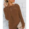 In-Stock 2025 Women's Solid Color Patchwork Lace Trim Long-Sleeved Sweater (OM8819)