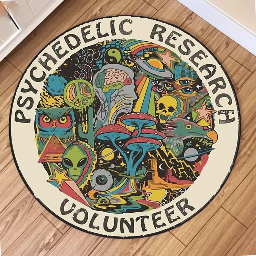 Human Skeleton Printed Round Carpet Funny Cartoon Circular Rugs for Bedroom Decor Home Living Room Sofa Coffee Table Hallway Mat