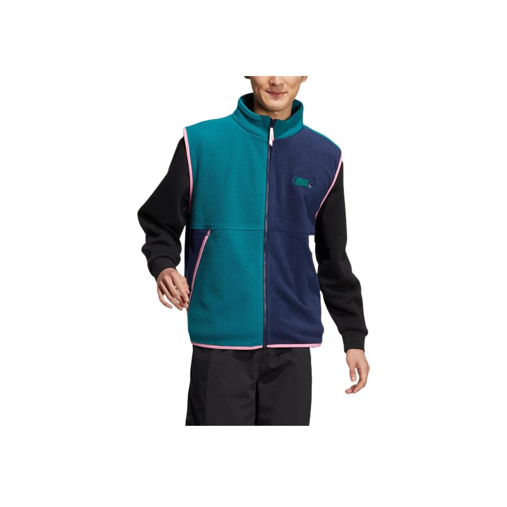 Adidas Neo Logo Print Pattern Zip Stand Collar Sleeveless Vest Color Block Unisex Vests HN4754