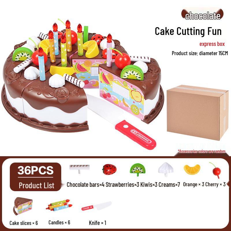 Kids  DIY Pretend Play Birthday Cake & Fruit Cutting Toy Set