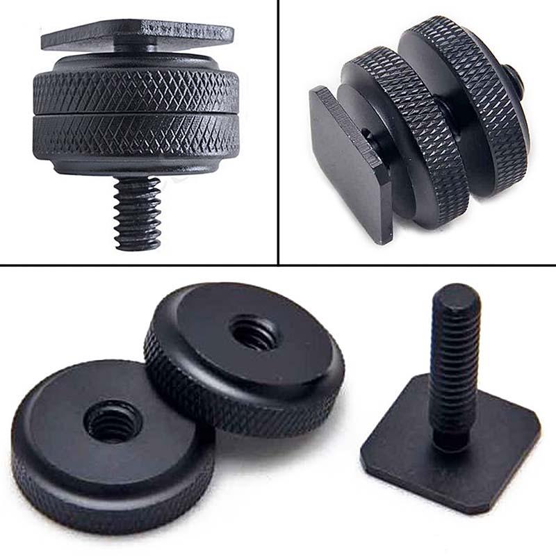 1/4 Inch Dual Nuts Tripod Mount Screw To Flash Camera  Shoe Adapter