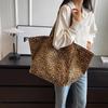 Oversized Leopard Prints Shoulder Bags For Women Deformable Canvas Large Capacity Shopping Totes 2024 Winter New Luxury Handbags