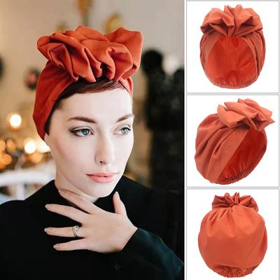 Neu Frauen Feste Große Bogen Kopf Schal Muslimischen Frauen Schal Französisch Retro Blume Kopf Kappe Hut Mode Damen Bandanas
