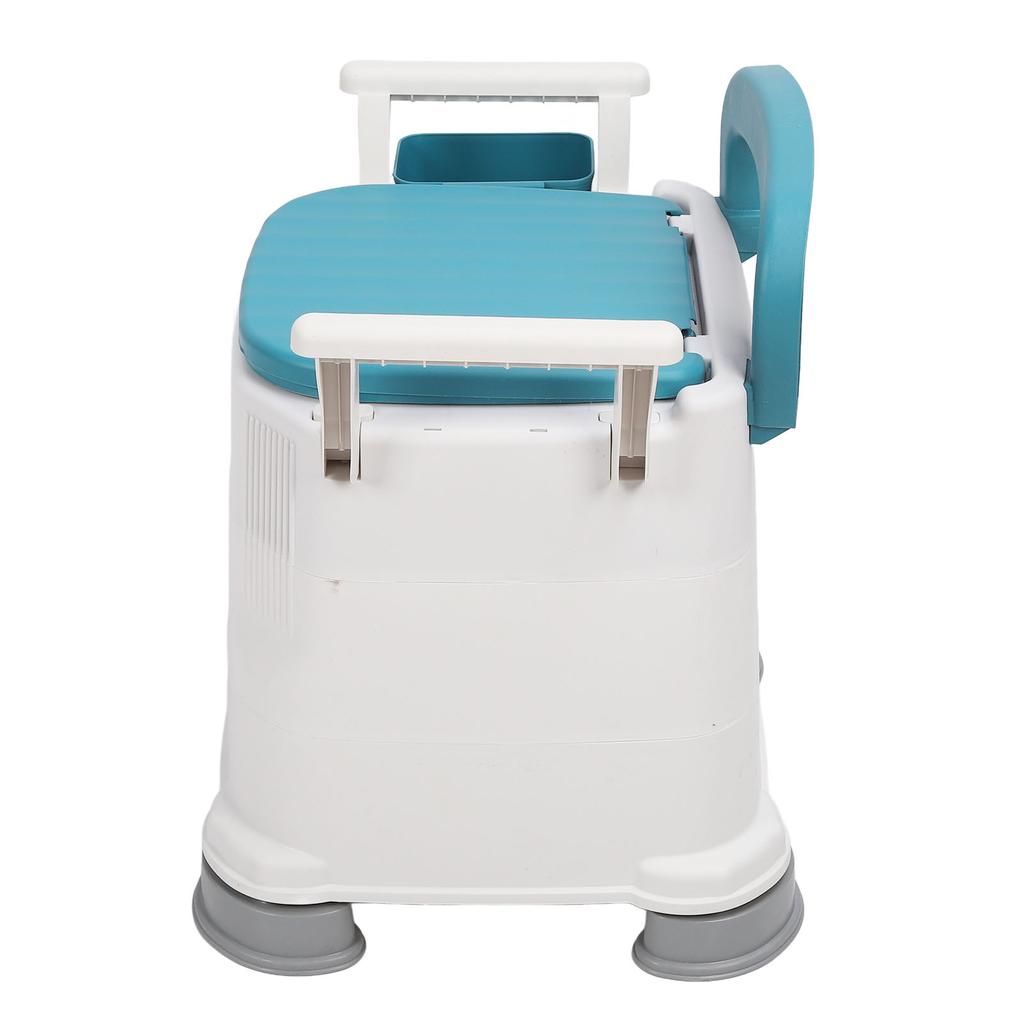 WC Portatile Bracciolo Staccabile Regolabile in Altezza Antiscivolo Sedile in PU Sedia Comoda da Comodino per Anziani Blu