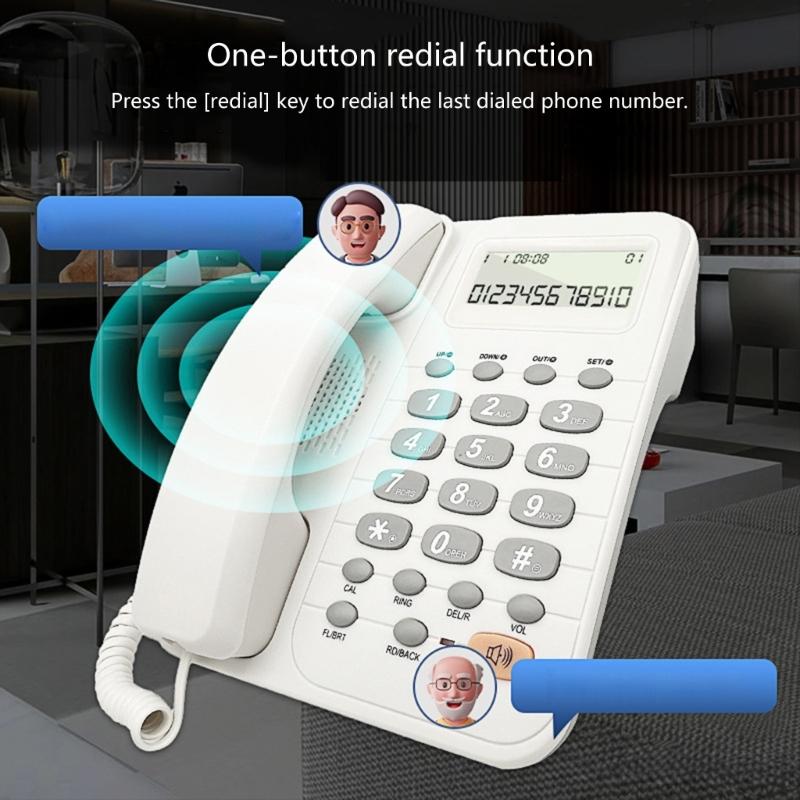 Business Office Landline Phone Telephone With Caller Display For Hotel Guest Room, Corded Telephone