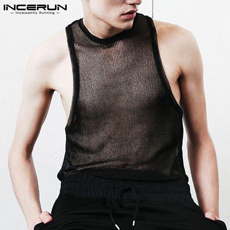 Buy INCERUN Mens Sexy Sleevless Mesh 