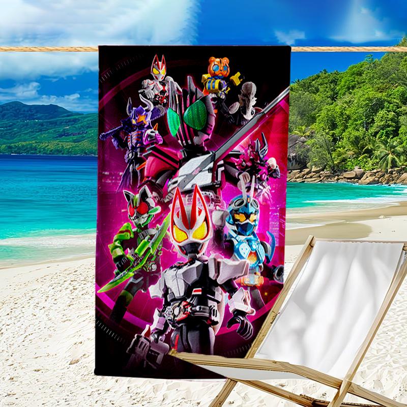 proof beach towel with a UFO Robo Grendizer3 pattern - soft,absorbent,quick-drying,machine washable - perfect for swimming,camping,bathing