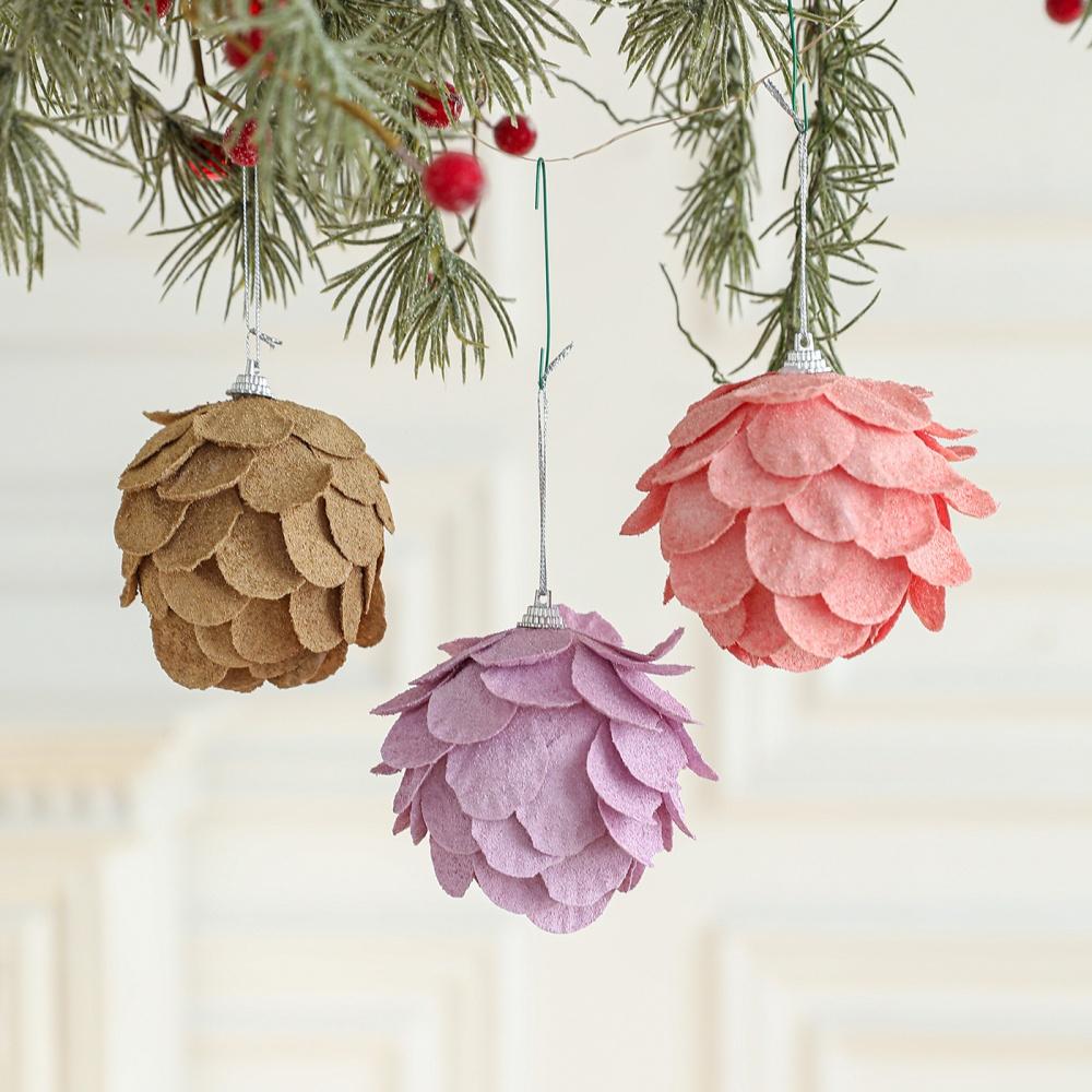 Christmas Tree Ornaments Colorful Glitter Petal Shape Balls Foam Snow Ball Sparkling Foam Flower Hanging Decorations for Tree