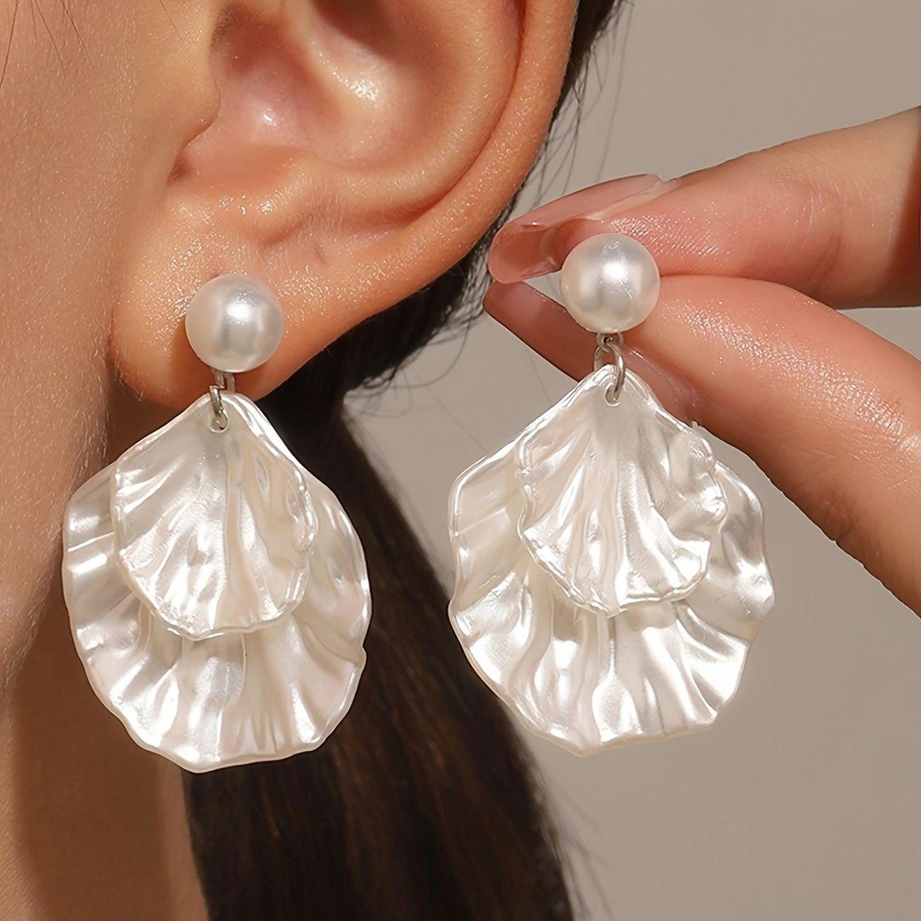 Simple Temperament Starfish Shell Petal Tassel Floral Imitation Pearl Dangle Earrings Women s Sweet Beach Vacation Jewelry Gifts