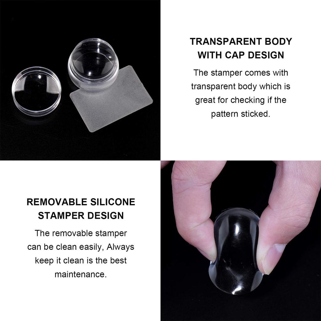 LINMANDA Clear Silicone Nail Stamper French Art Jelly Stamper for Nails French Nail Stamper Kit Manicure Nail Art Tools