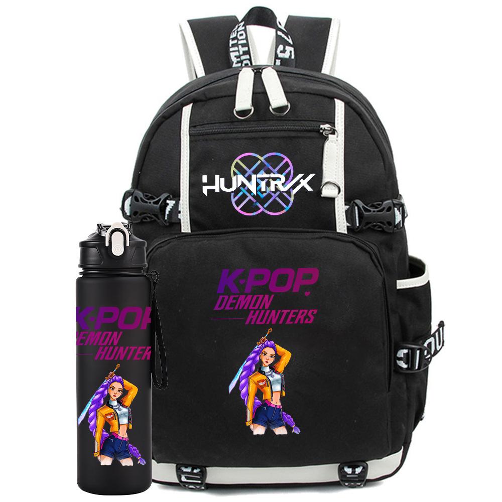 2 ks/sada K-Pop potištěný batoh s 750ml lahví na vodu pro dospívající studentku chlapce školní taška dětský dárek velká kapacita cestovní taška ruksak