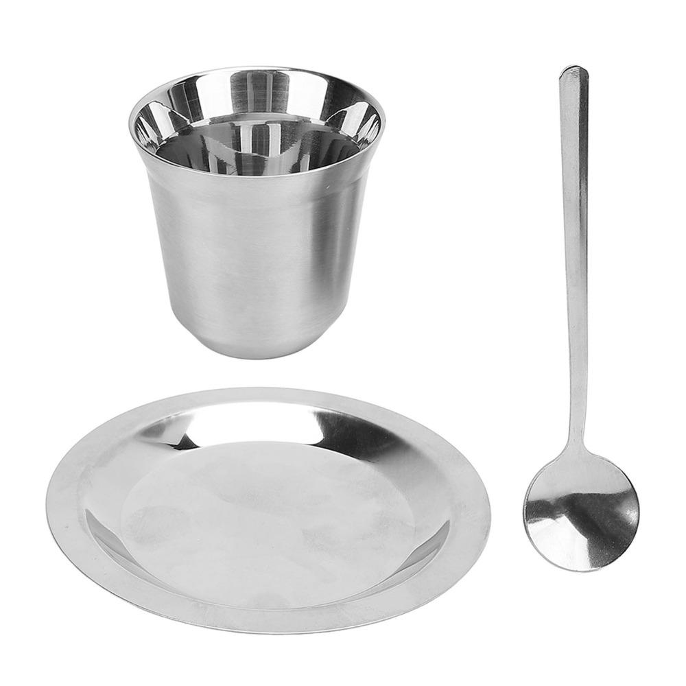 80ml Capacity Coffee Cup Set 304 Stainless Steel Double Wall Cup Insulated Coffee Cup Cafe Setting