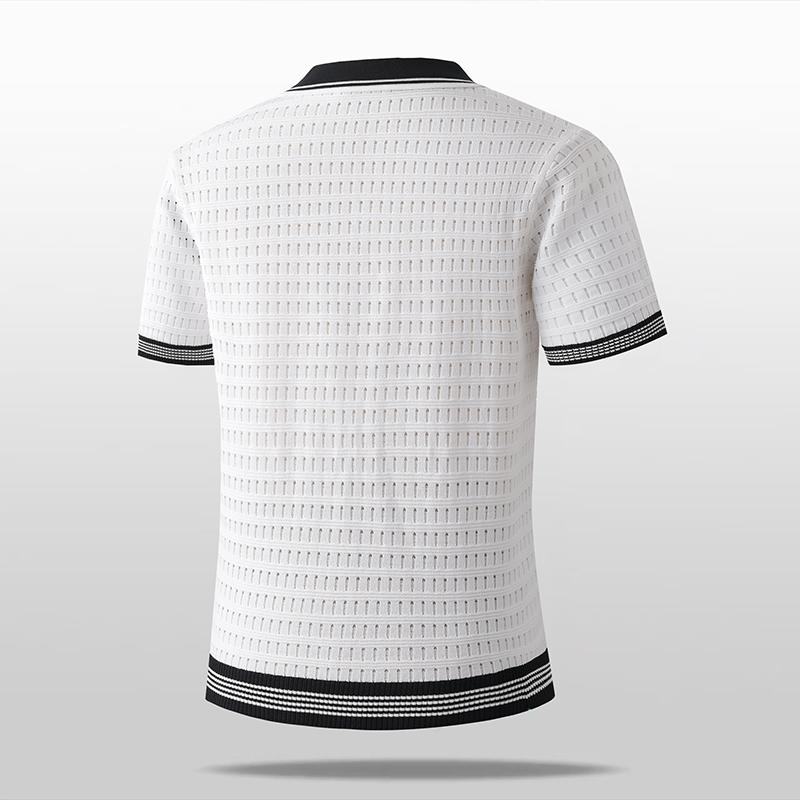 Camiseta Polo de Punto de Seda Helada de Manga Corta para Hombre Top Camiseta Camisa Polo Camisa Polo Camiseta Camisa Top