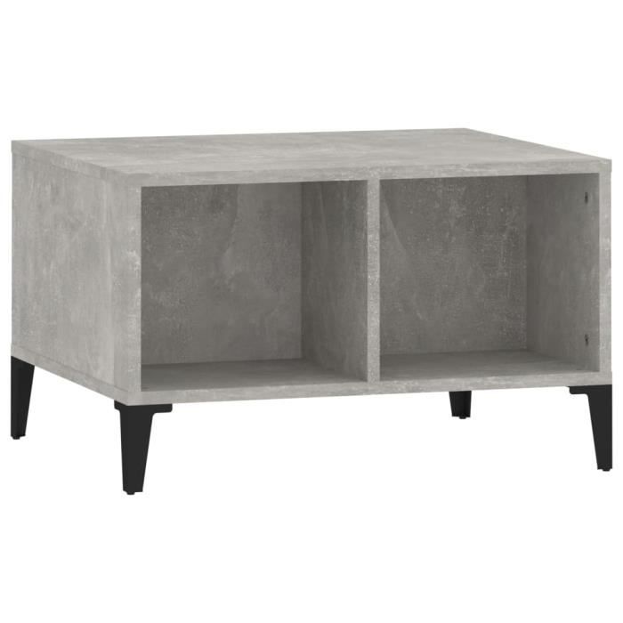 821040 vidaXL Table basse Gris béton 60x50x36,5 cm Bois d'ingénierie