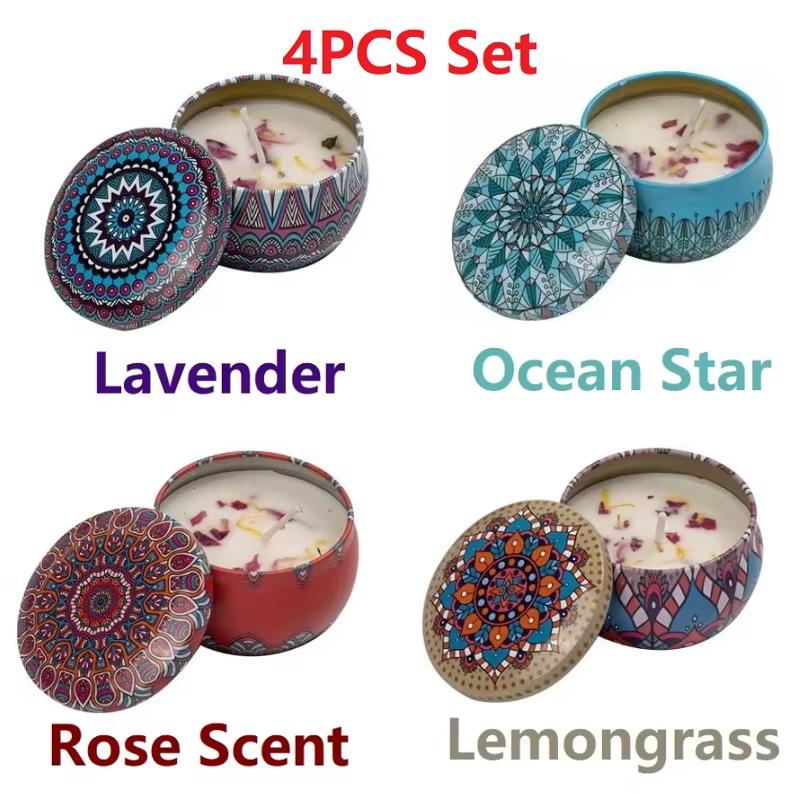 1PCS Vintage Can Candles Soy Wax Flower Fragrance Scented Candle Home Decoration Candle Jars for Wedding Ceremony Birthday Gift