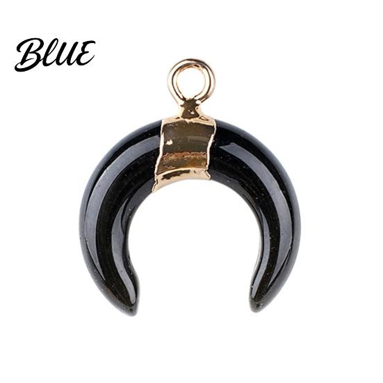DIY Pendant Charm Gold-Plated Edging Crescent Horn Design Natural Imitation