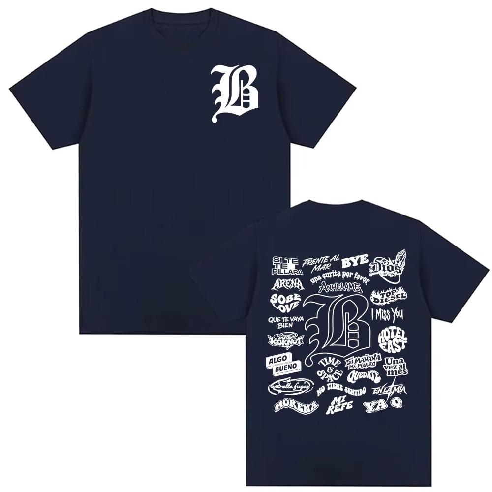 Rapper Beele Borondos Letter Print Mens Fashion Vintage Hiphop Trend 2026 Spring summer new Pure Cotton Tshirt y2k ins