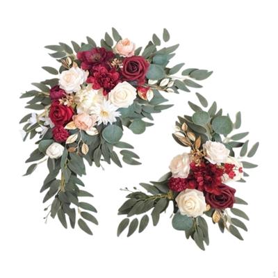 2Pcs Künstliche Blume Swag Hochzeit Gang Dekoration Blumen Anordnung Bauernhaus Bogen