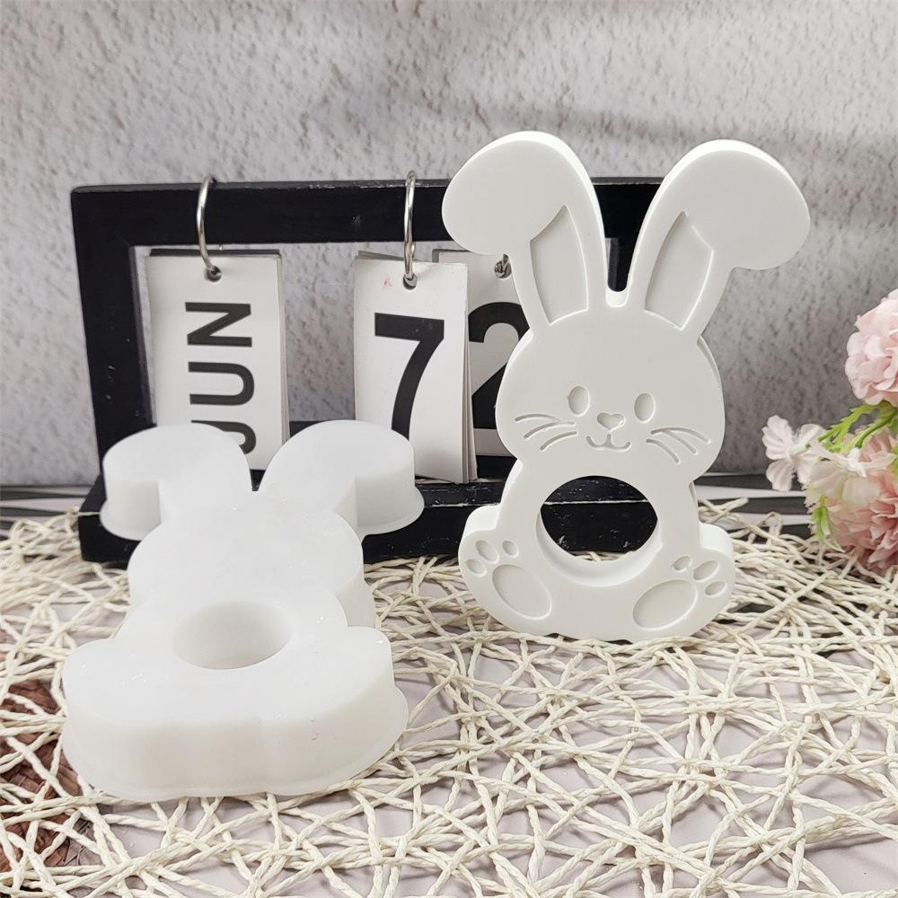 Easter Bunny Candle Silicone Mold DIY Rabbit Chocolate Ball Holder Mold Rabbit Plaster Epoxy Resin Mold Crafts Home Decor