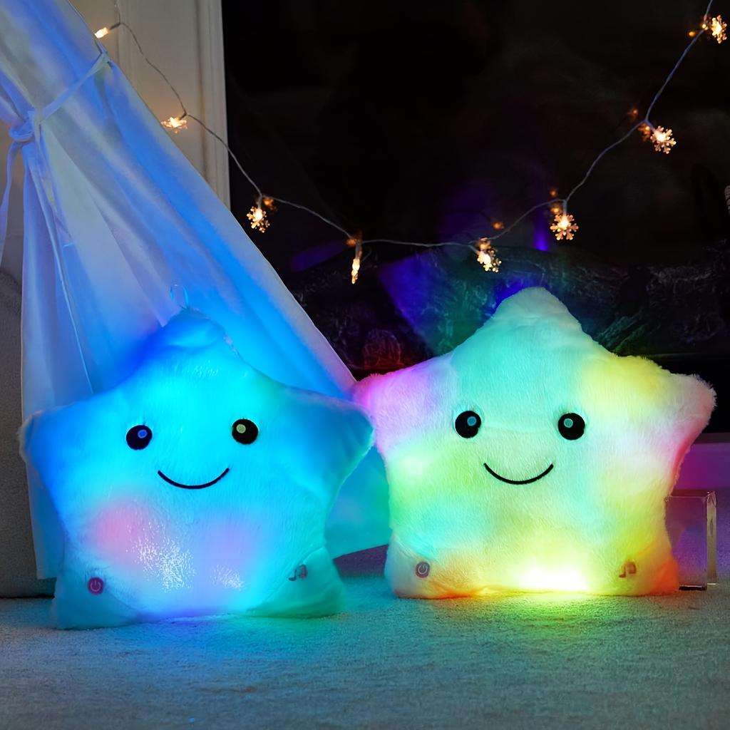 Purple glowing dark night stars plush toys, charming soft star-shaped stuffed animals, woven polyester, magical night lights