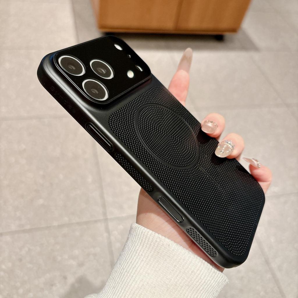 Magnetic iPhone 17 Pro Max Case with Large Window, Fits Apple 16, Ultra-thin PC Heat Dissipation Mesh, Full Coverage for iPhone 15.