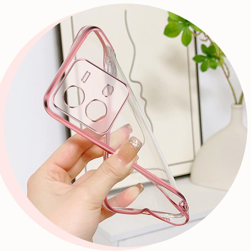 KEYSION Luksusowe etui na telefon z brokatem i powłoką galwaniczną dla VIVO V25 5G V25e Przezroczysty miękki TPU Odporny na wstrząsy tylny pokrowiec dla VIVO V25e V25 5G